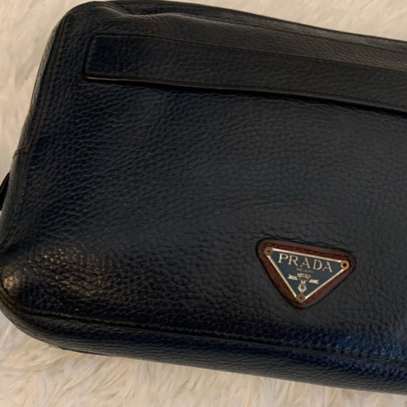 Prada Saffiano Leather Zippered Travel Organizer Blue & Burgundy - Picture 2 of 16